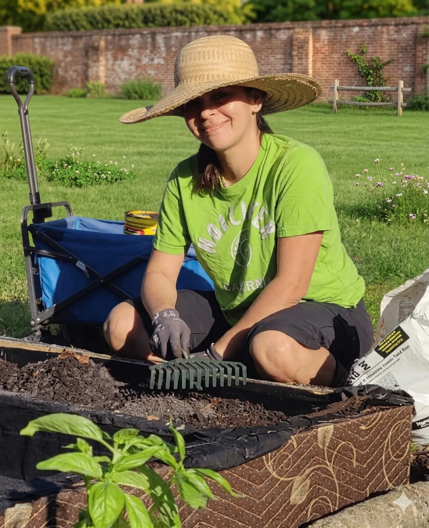 Nadia Borralho gardening in her garden